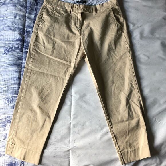 Tommy Hilfiger Tan Capri Stretch Pants Embroidered - Picture 1 of 8